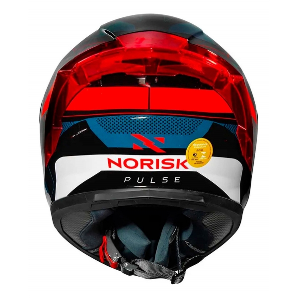 Capacete Moto Norisk Flow Razor Pulse Azul Preto Vermelho C/ Spoiler + Viseira Fumê Extra Lançamento - Preto Vermelho