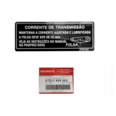 Adesivo Etiqueta Advertencia Balança Ajuste Folga Corrente Xr 250 Toornado Xre 300 2009 a 2019 Original Honda - Preto