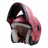 Capacete Moto Feminino Robocop Zarref By Taurus Custom Escamoteavel Rosa Jelly Revestido Couro C/ Selo Inmetro