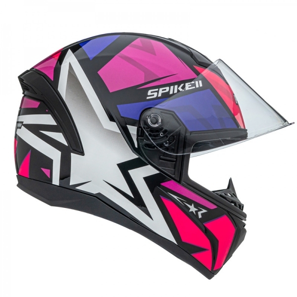 Capacete Moto Feminino Fechado Peels Spike 2 1ST Star Preto Rosa Pink Roxo Brilho Lançamento