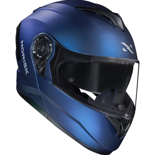 Capacete Moto Robocop Escamoteável Norisk Force 2 Blue Azul Fosco Articulado C/ Óculos E Selo Inmetro