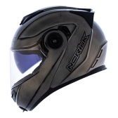 Capacete Moto Robocop Escamoteável Norisk Route FF345 Speedmax Articulado C/ Óculos E Selo Inmetro - Iron Chrome Titanium Brilho