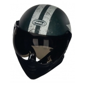 Capacete Moto Custom Peels F21 Us Army Tank Aviador C/ 2 Viseiras Queixeira Removível - Verde Militar