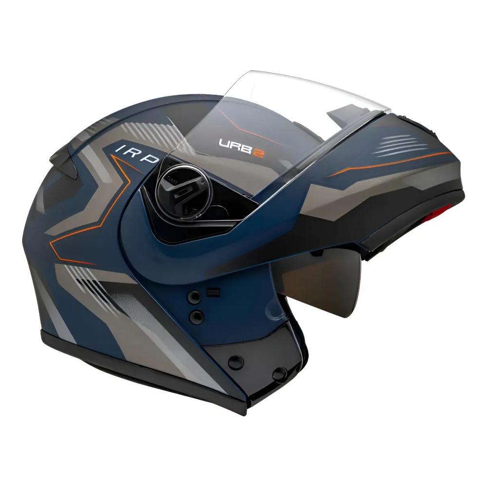 Capacete Moto Robocop Peels Urban U-Rb2 Skyline Azul Escamoteável C/ Oculos Selo Inmetro Lançamento - Azul Grafite Fosco