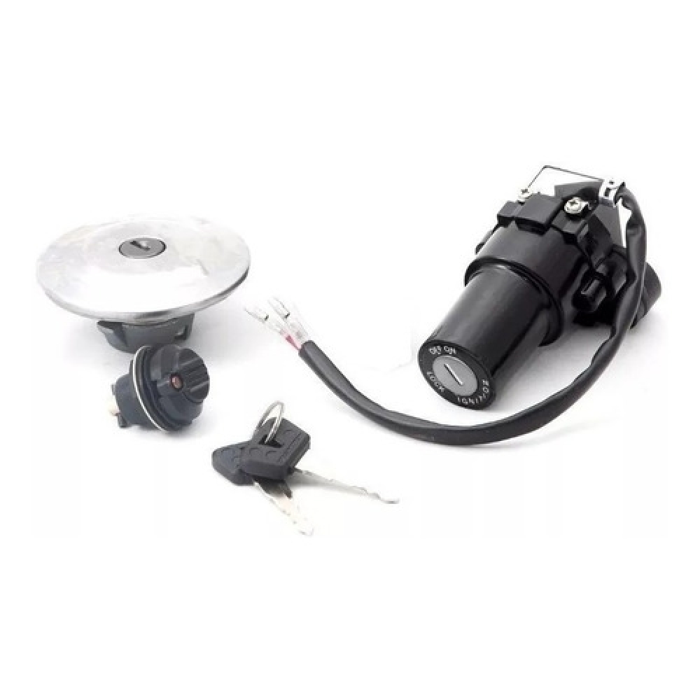 Jogo Chave Contato Miolo Ignição Moto Factor 125 2014 2015 Xtz 125 2009 até 2017 Kit C/ Tampa Tanque E Trava
