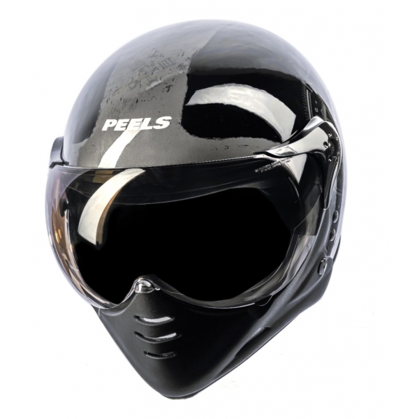 Capacete Moto Peels Mirage F 21 F-21 North Navy Custom Aviador C/ 2 Viseiras Queixeira Removível - Preto Brilho