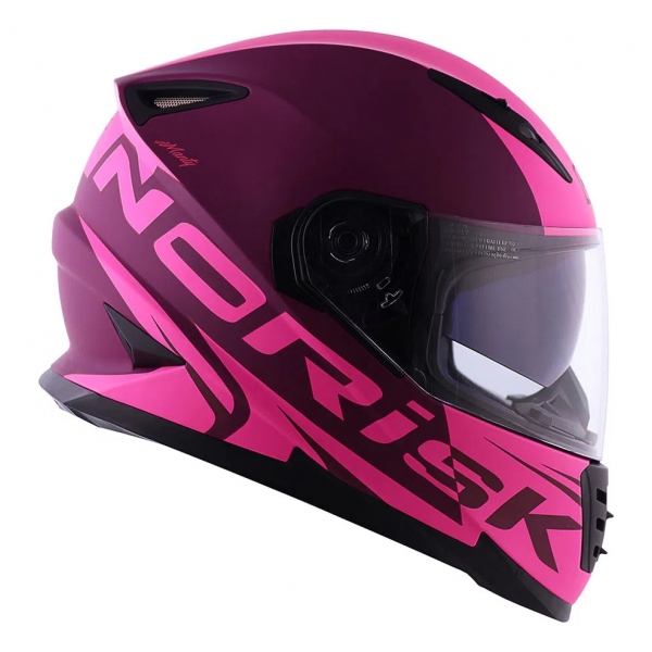 Capacete Moto Feminino Fechado Norisk FF302 Soul Manty Rosa C/ Óculos Sol e Selo Inmetro Lançamento