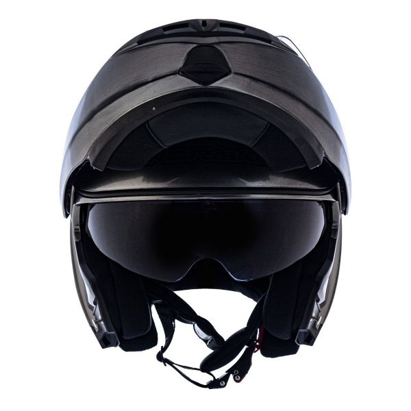Capacete Moto Robocop Escamoteável Norisk Route FF345 Speedmax Articulado C/ Óculos E Selo Inmetro - Iron Chrome Titanium Brilho