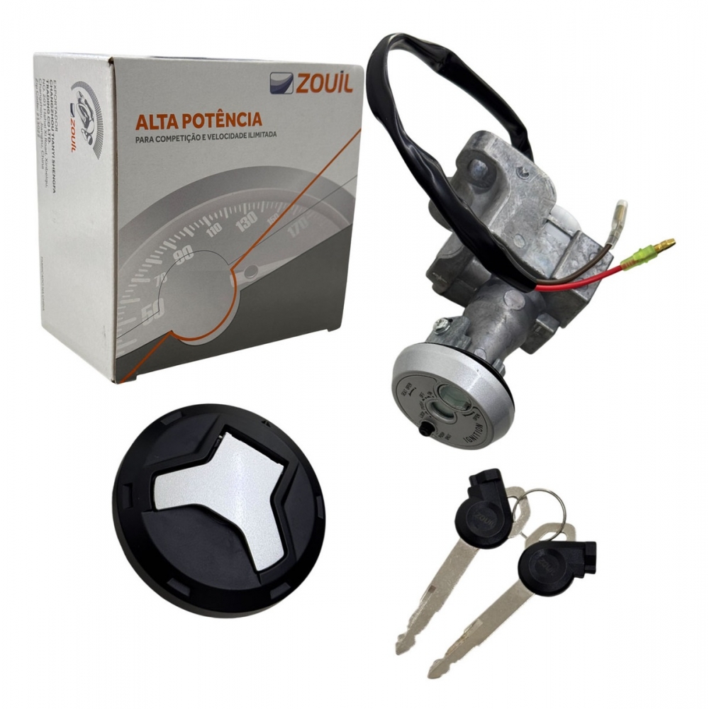 Conjunto Travas Contato Ignição Moto Nmax 160 2017 2018 2019 2020 C/ Tampa Tanque Mod Original Zouil