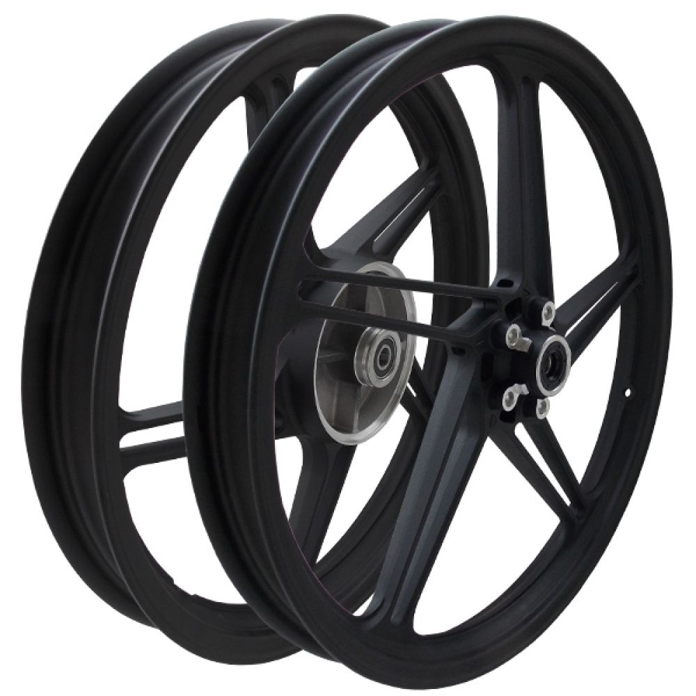 Roda Liga Leve Magnésio Moto Honda Titan 150 Esd / Fan 150 Esd 2014 Em Diante 5 Palitos Scud - Preta