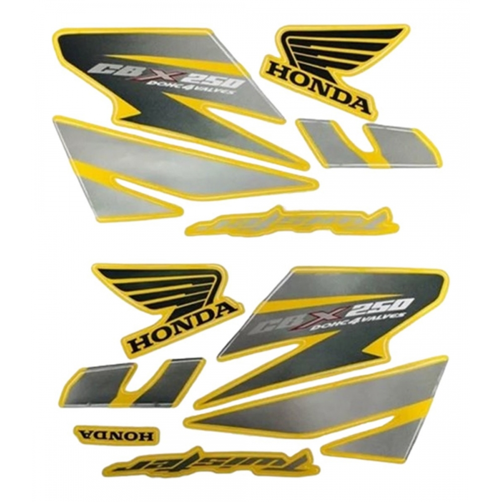 Kit Adesivos Faixas Moto Cbx 250 Twister 2007 Amarela Jogo Adesivo Jotaesse