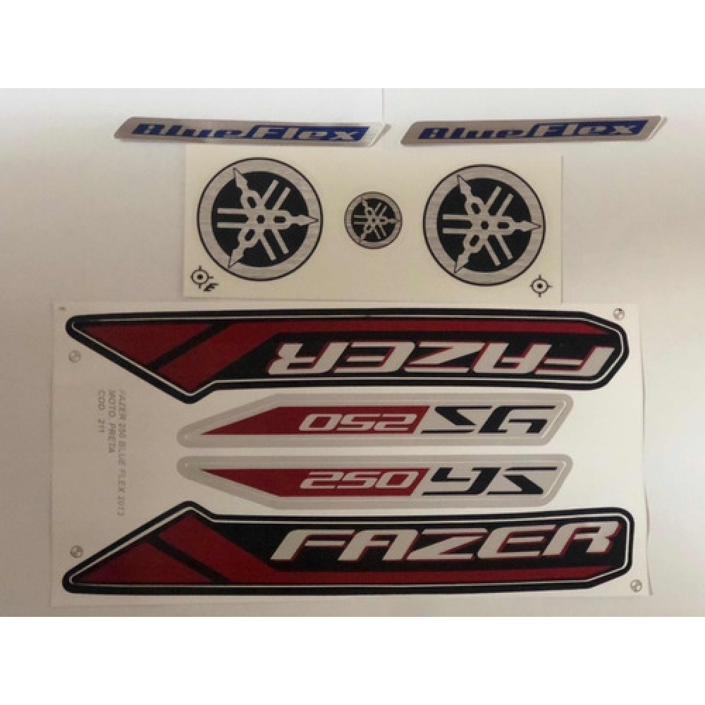 Kit Adesivos Faixa Fazer 250 Bl Flex Preta 2013 Jogo Adesivo
