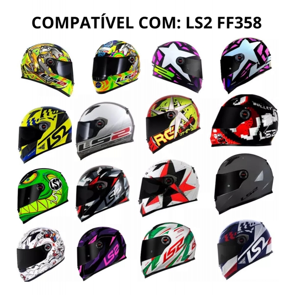 Viseira Colorida Capacete Ls2 Ff358 Ff396 Fw3 Gt Gtn Gtx Gt5 Gt2 Anti Risco Proteção UV Original LS2 - Fumê