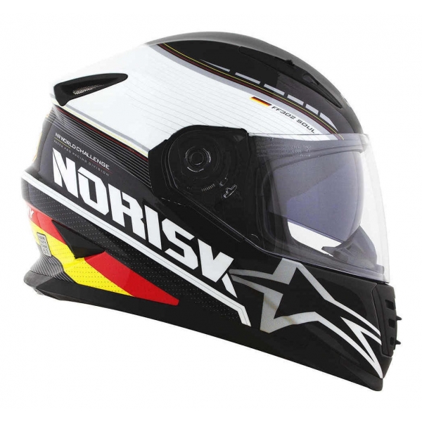 Capacete Moto Esportivo Fechado Norisk Ff302 Soul Grand Prix Germany Alemanha C/ Óculos Interno C/ Selo Inmetro