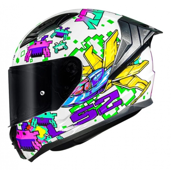 Capacete Moto LS2 FF810 Vigo Space Attack  Branco C/ Spoiler Masculino Feminino Lançamento