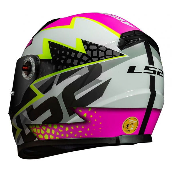 Capacete Moto Feminino Fechado Ls2 Ff358 Classic Speedy Branco Rosa C/ Selo Inmetro Lançamento
