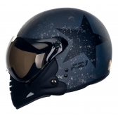 Capacete Aberto Custom Peels Mirage F21 F 21 Army Tank Militar Aviador Preto Chumbo Fosco C/ 2 Viseiras - Preto-chumbo