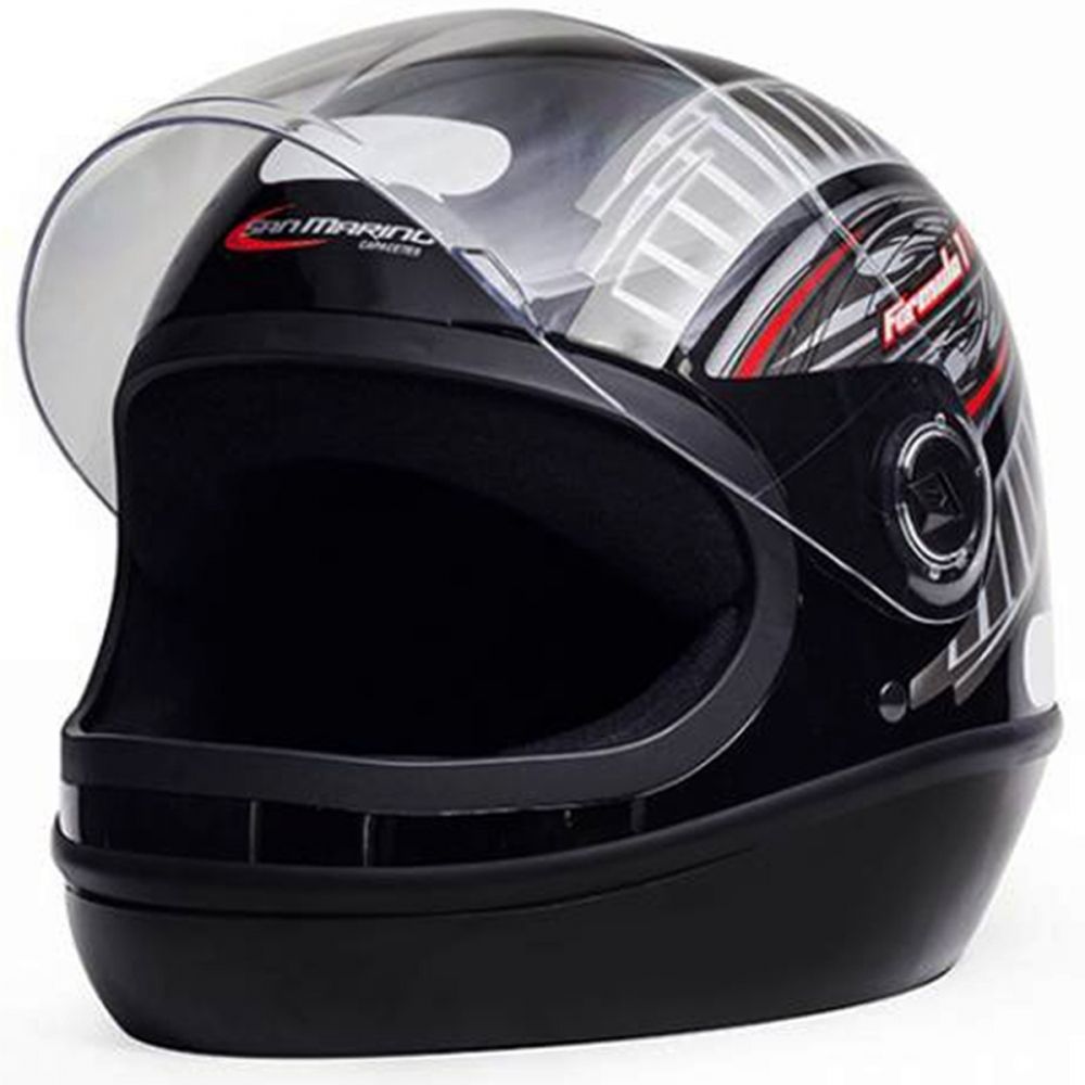 Capacete Moto Fechado Taurus San Marino Formula 1R Preto Grafic Viseira 2mm Modelo Novo - Preto