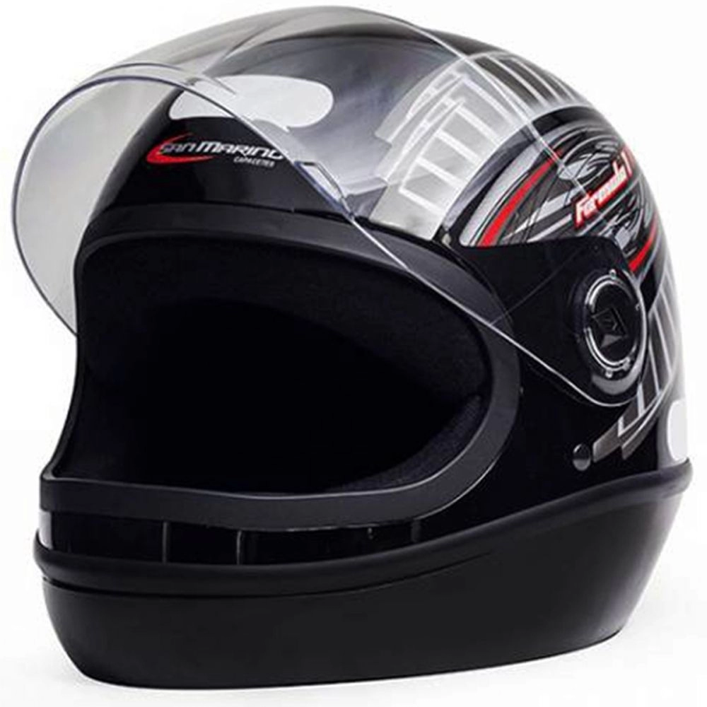 Capacete Moto Fechado Taurus San Marino Formula 1R Preto Grafic Viseira 2mm Modelo Novo - Preto