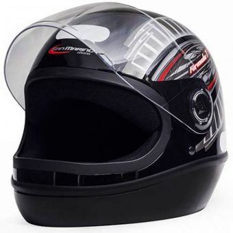 Capacete Moto Fechado Taurus San Marino Formula 1R Preto Grafic Viseira 2mm Modelo Novo