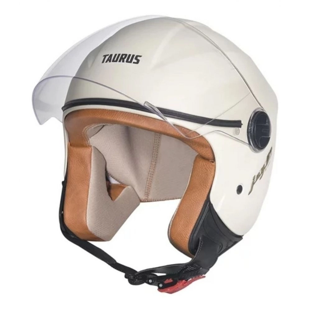Capacete Moto Aberto Joy 23 San Marino By Taurus Custom Vintage Bege C/ Acabamento Interno Couro - Bege