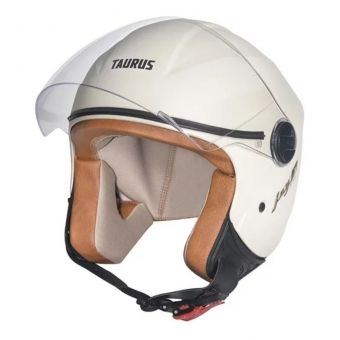 Capacete Moto Aberto Joy 23 San Marino By Taurus Custom Vintage Bege C/ Acabamento Interno Couro