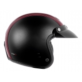 Capacete Aberto Custom Bieffe B45 Harley Old School Vintage Cafe Racer Preto Couro Vermelho