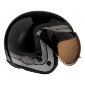 Capacete Moto Aberto Peels F-21 F21 Click Yesterday Vintage Retro C/ 2 Viseiras Queixeira Removível - Preto Cinza Brilho