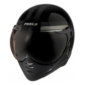 Capacete Moto Aberto Peels F-21 F21 Click Yesterday Vintage Retro C/ 2 Viseiras Queixeira Removível - Preto Cinza Brilho