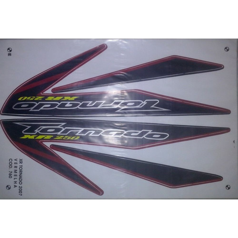 Kit Adesivos Faixa Xr 250 Tornado 2007 Vermelha Jogo Adesivo