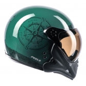 Capacete Moto Peels Mirage F 21 F-21 North Navy Custom Aviador C/ 2 Viseiras Queixeira Removível - Preto Verde