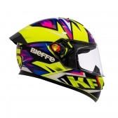 Capacete Moto Bieffe b12 Kf Piloto 26 Motovelocidade Masculino Feminino C/ Viseira Extra Lançamento - Amarelo / Roxo