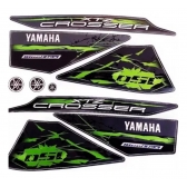 Kit Adesivos Faixas Moto XTZ 150 Crosser 2015 2016 Cinza Verde Jogo Adesivo Modelo Original