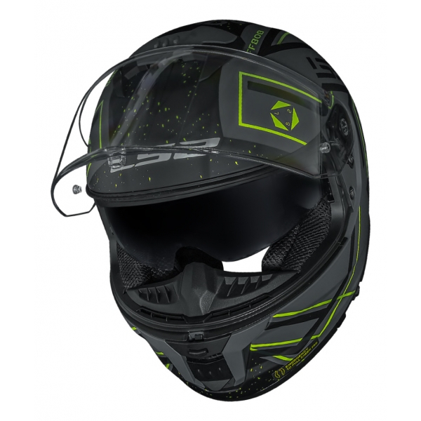 Capacete Moto Fechado Ls2 Ff808 Stream 2 Maze Esportivo C/ Óculos Interno Lançamento C/ Selo Inmetro - Preto Verde