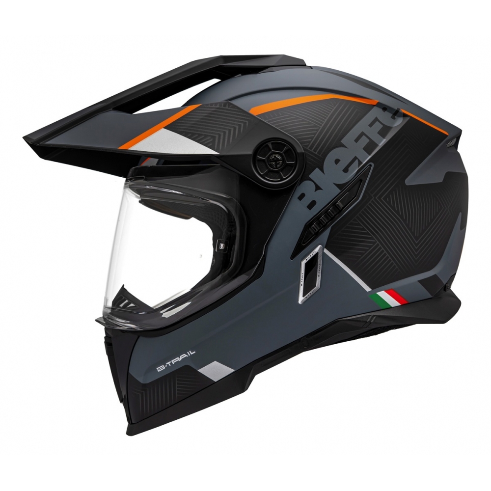 Capacete Moto Big Trail Bieffe B-Trail Delux Cross Cinza Dark Preto C/ Óculos Sol Lançamento