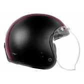 Capacete Aberto Custom Bieffe B45 Harley Old School Vintage Cafe Racer Preto Couro Vermelho
