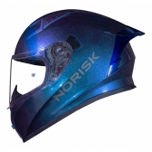 Capacete Moto Norisk Flow Monocolor Azul Camaleão C/ Aerofolio + Viseira Extra Feminino Masculino