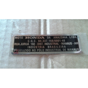 Adesivo Identificação Chassi Xr 250 Tornado Original Honda