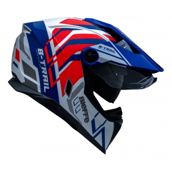 Capacete Moto Bieffe Big B Trail Defender Cross Branco Azul Vermelho C/ Óculos Sol Lançamento