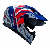 Capacete Moto Bieffe Big B Trail Defender Cross Branco Azul Vermelho C/ Óculos Sol Lançamento
