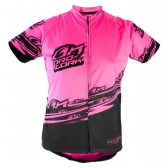 Camisa Camiseta Feminina Ciclismo Blusa Bike Line Rosa Preta - Rosa