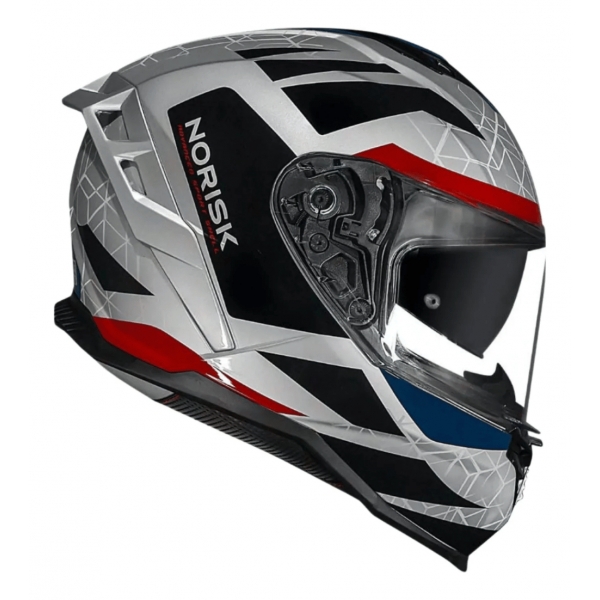 Capacete Moto Fechado Norisk Strada 2 Evoque Cinza Azul Vermelho C/ Óculos Interno Lançamento