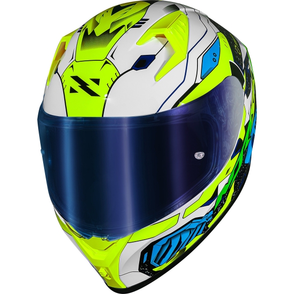 Capacete Moto Norisk Flow Robot Branco Amarelo C/ Spoiler + Viseira Extra Lançamento