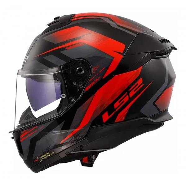 Capacete Moto Fechado Ls2 Ff808 Stream 2 Fury Preto Vermelho C/ Óculos Interno C/ Selo Inmetro