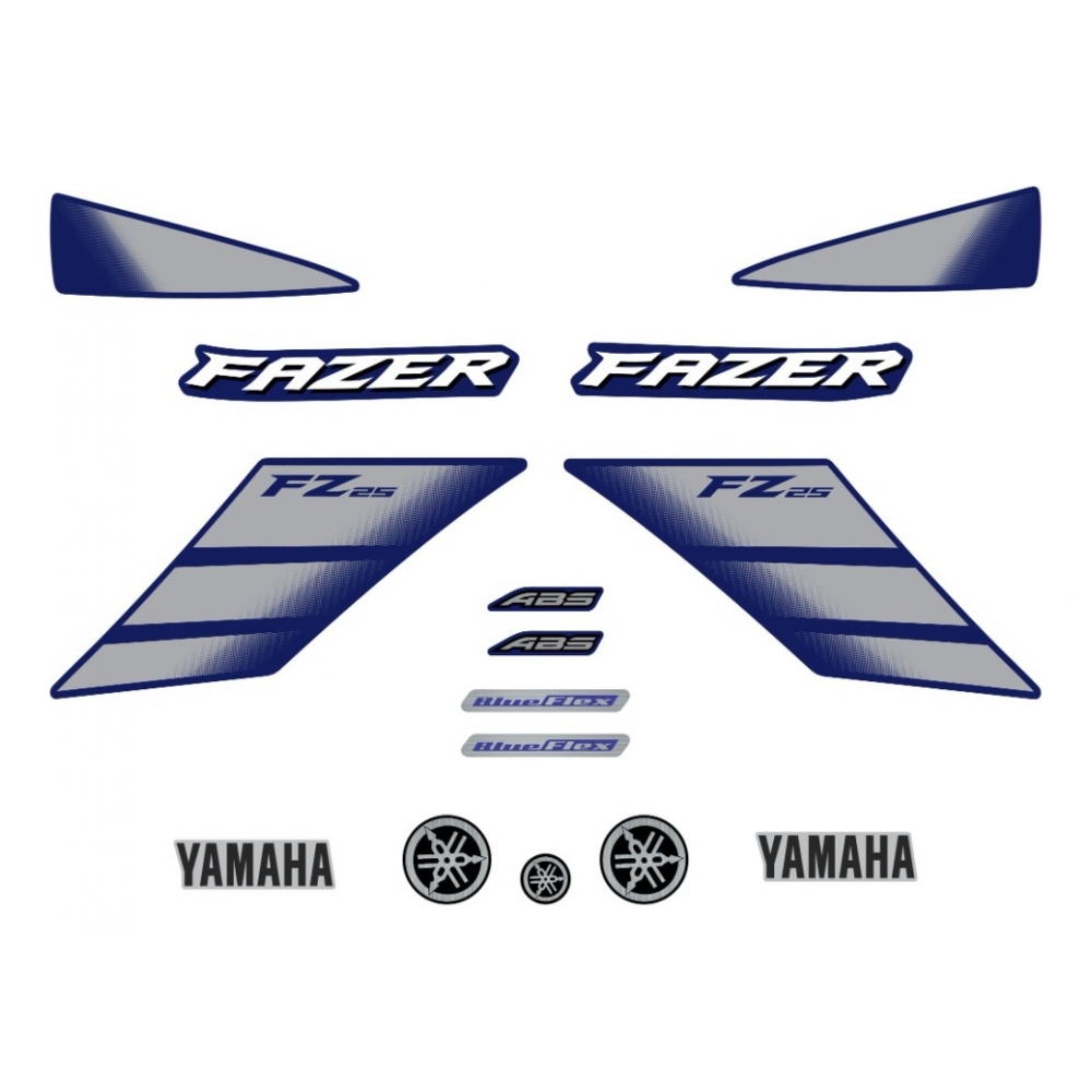 Kit Adesivos Faixas Moto Fazer 250 Fz 2022Jogo Adesivo Mod Original Jotaesse - Azul