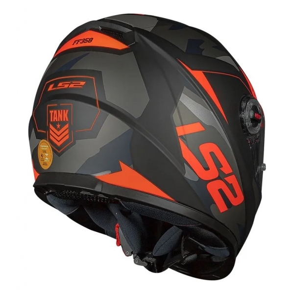 Capacete Moto Fechado Ls2 Ff358 Classic Tank Camuflado Preto Esportivo C/ Selo Inmetro Masculino Feminino