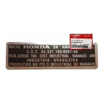 Adesivo Identificação Chassi Xr 250 Tornado Original Honda