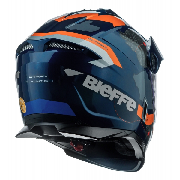 Capacete Moto Bieffe B-Trail Big Trail Xre Frontier Azul Laranja C/ Óculos Sol Lançamento