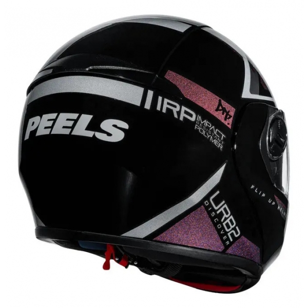 Capacete Moto Feminino Robocop Peels Urban U-Rb2 Discover Preto Rosa Camelão Escamoteável C/ Oculos
