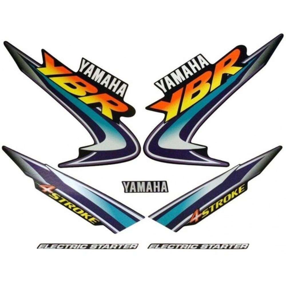 Kit Adesivos Faixa Ybr 125 Preta 2002 Jogo Adesivo